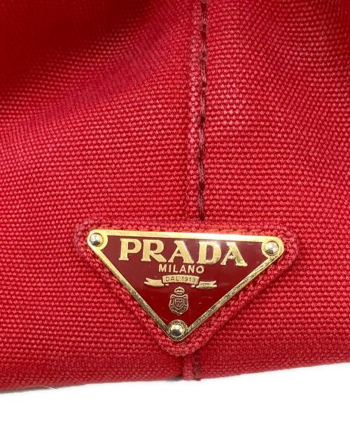 PRADA（プラダ）PRADA (プラダ) 2WAYキャンバストートバッグ レッドの古着・服飾アイテム
