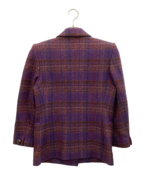 Yves Saint Laurent（イヴサンローラン）Yves Saint Laurent (イヴサンローラン) ツイードジャケット ネイビー×レッド サイズ:36の古着・服飾アイテム