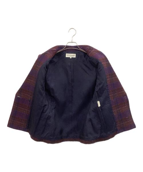 Yves Saint Laurent（イヴサンローラン）Yves Saint Laurent (イヴサンローラン) ツイードジャケット ネイビー×レッド サイズ:36の古着・服飾アイテム