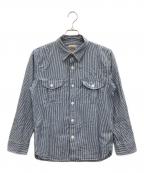 Pherrow'sフェローズ）の古着「ヒッコリー ワークシャツ」｜ブルー×ホワイト