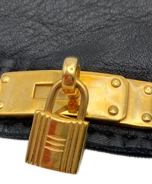HERMES（エルメス）HERMES (エルメス) ケリー装飾レザーグローブ ブラック×ゴールドの古着・服飾アイテム