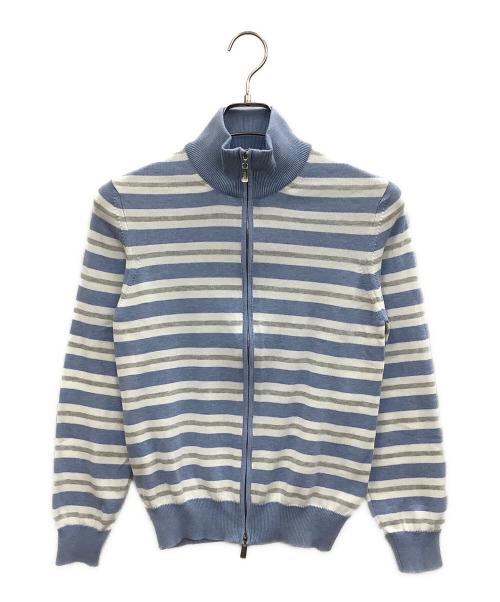 FEDELI（フェデーリ）FEDELI (フェデーリ) 薄手ニット ブルー×ホワイト サイズ:42の古着・服飾アイテム