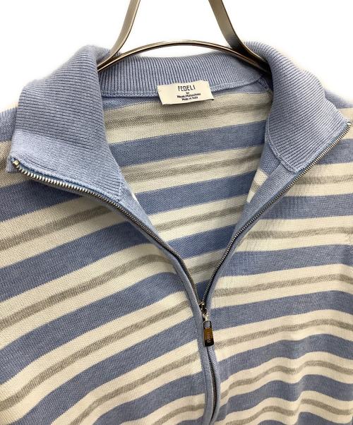 FEDELI（フェデーリ）FEDELI (フェデーリ) 薄手ニット ブルー×ホワイト サイズ:42の古着・服飾アイテム