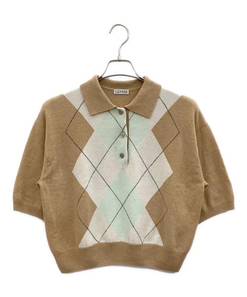 Gemini（ジェミニ）Gemini (ジェミニ) カシミアポロニット ブラウン サイズ:Fの古着・服飾アイテム