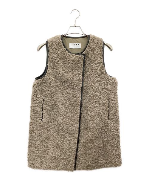 THREE DOTS（スリードッツ）THREE DOTS (スリードッツ) プードルボアロングベスト ベージュ サイズ:Sの古着・服飾アイテム