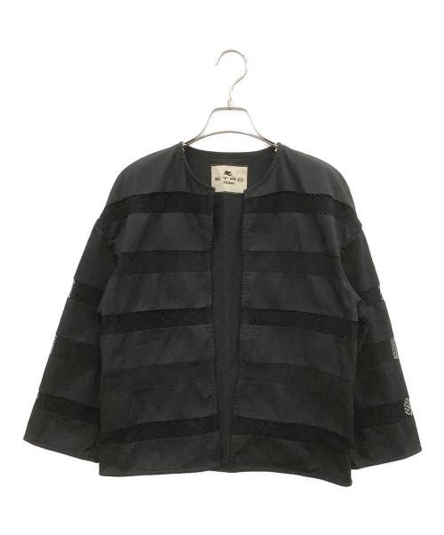 ETRO（エトロ）ETRO (エトロ) ノーカラージャケット ブラック サイズ:40の古着・服飾アイテム