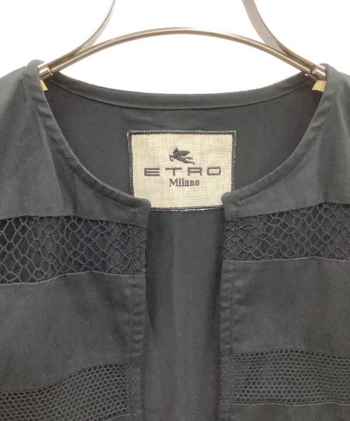 ETRO（エトロ）ETRO (エトロ) ノーカラージャケット ブラック サイズ:40の古着・服飾アイテム