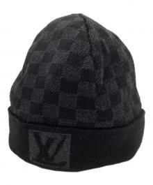 LOUIS VUITTON（ルイ ヴィトン）の古着「ビーニー/ボネ プティ ダミエ」｜ブラック×グレー
