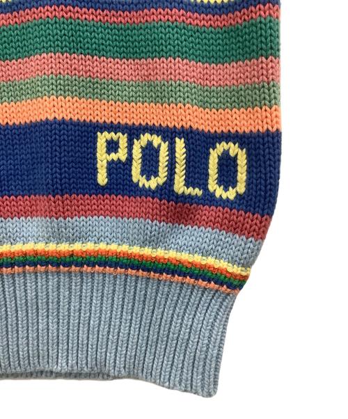 POLO RALPH LAUREN（ポロ・ラルフローレン）POLO RALPH LAUREN (ポロ・ラルフローレン) 薄手ニット ブルー×ピンク サイズ:XSの古着・服飾アイテム