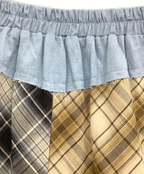 UNGRID（アングリッド）UNGRID (アングリッド) アングリッド リメイクチェックマキシスカート ベージュ サイズ:Fの古着・服飾アイテム