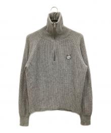 maison kitsune（メゾンキツネ）の古着「ボールドフォックスヘッド ハーフジップニット」｜グレー