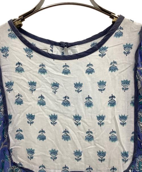 saruche（サルーチェ）saruche (サルーチェ) 半袖ワンピース ブルー×ホワイト サイズ:−の古着・服飾アイテム