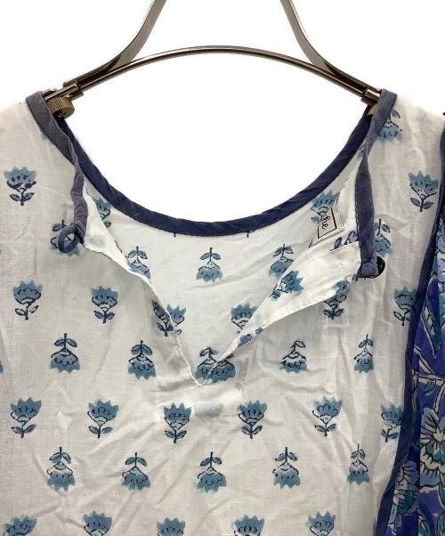 saruche（サルーチェ）saruche (サルーチェ) 半袖ワンピース ブルー×ホワイト サイズ:−の古着・服飾アイテム