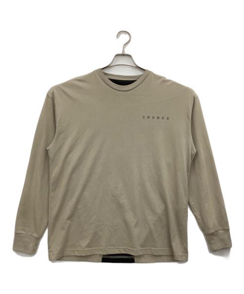 CRONOS（クロノス）CRONOS (クロノス) 長袖カットソー ベージュ×ブラック サイズ:Mの古着・服飾アイテム