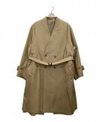 sssteinシュタイン）の古着「OVERSIZED LINEAR NO COLLAR COAT」｜カーキ