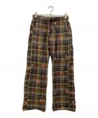 Needlesニードルズ）の古着「Embroidered Madras Plaid」｜カーキ×パープル