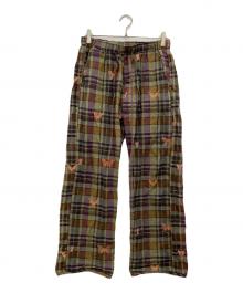 Needles（ニードルズ）の古着「Embroidered Madras Plaid」｜カーキ×パープル