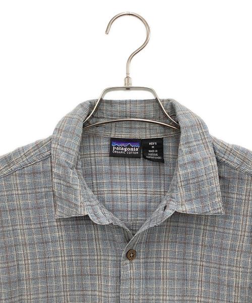 Patagonia（パタゴニア）Patagonia (パタゴニア) 半袖シャツ ブルー×ブラウン サイズ:Mの古着・服飾アイテム