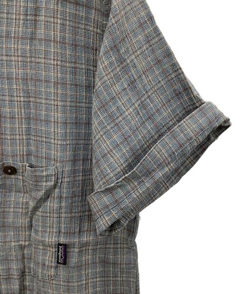 Patagonia（パタゴニア）Patagonia (パタゴニア) 半袖シャツ ブルー×ブラウン サイズ:Mの古着・服飾アイテム