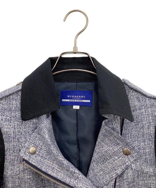 BURBERRY BLUE LABEL（バーバリー ブルー レーベル）BURBERRY BLUE LABEL (バーバリー ブルー レーベル) ダブルライダースジャケット ネイビー サイズ:38の古着・服飾アイテム