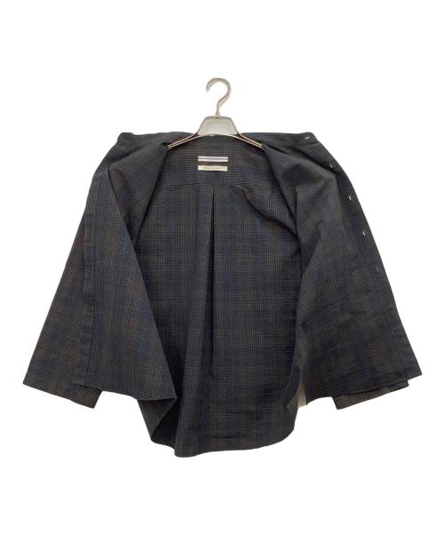 CristaSeya（クリスタセヤ）Cristaseya (クリスタセヤ) シアーサッカーシャツ ネイビー×ブラウン サイズ:Mの古着・服飾アイテム