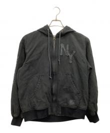 AVIREX（アヴィレックス）の古着「LEATHER PATCH DUCK HOOD JACKET」｜ブラック