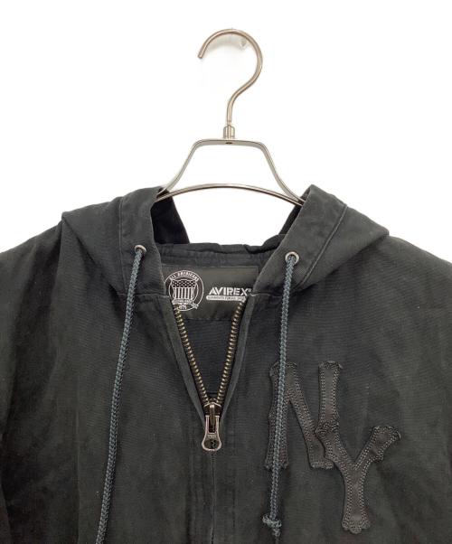 AVIREX（アヴィレックス）AVIREX (アヴィレックス) LEATHER PATCH DUCK HOOD JACKET ブラック サイズ:Mの古着・服飾アイテム