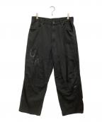 AVIREXアヴィレックス）の古着「LEATHER PATCH DUCK DOUBLE KNEE PANTS」｜ブラック