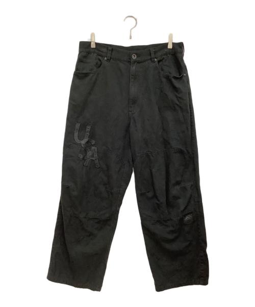 AVIREX（アヴィレックス）AVIREX (アヴィレックス) LEATHER PATCH DUCK DOUBLE KNEE PANTS ブラック サイズ:XLの古着・服飾アイテム