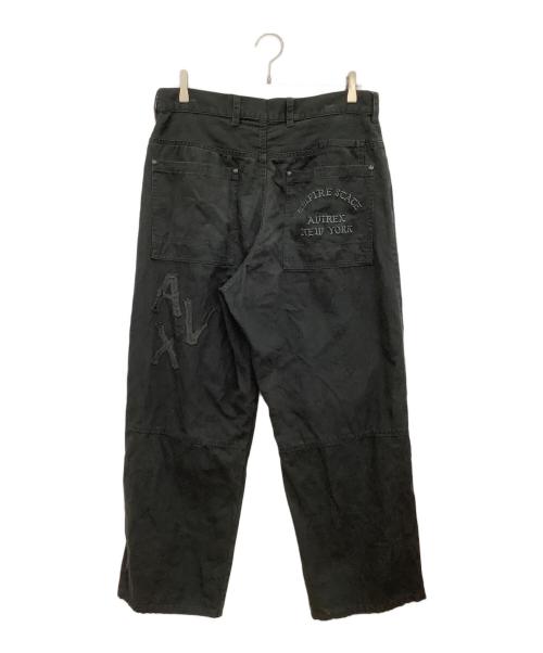 AVIREX（アヴィレックス）AVIREX (アヴィレックス) LEATHER PATCH DUCK DOUBLE KNEE PANTS ブラック サイズ:XLの古着・服飾アイテム