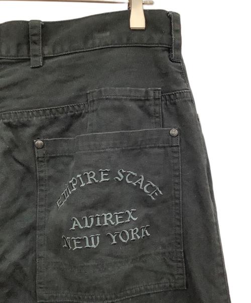 AVIREX（アヴィレックス）AVIREX (アヴィレックス) LEATHER PATCH DUCK DOUBLE KNEE PANTS ブラック サイズ:XLの古着・服飾アイテム