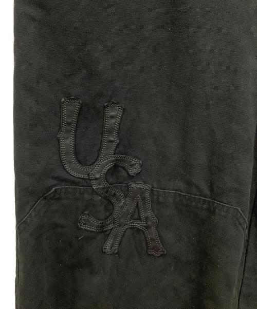 AVIREX（アヴィレックス）AVIREX (アヴィレックス) LEATHER PATCH DUCK DOUBLE KNEE PANTS ブラック サイズ:XLの古着・服飾アイテム