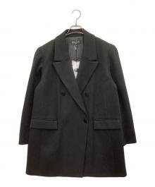 MICHEL KLEIN（ミッシェルクラン）の古着「ジャージーメルトンダブルブレストジャコット」｜ブラック