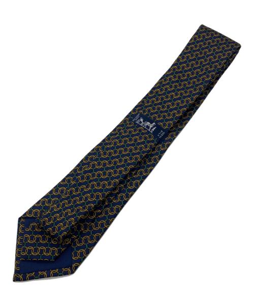 HERMES（エルメス）HERMES (エルメス) ネクタイ ネイビー×イエロー サイズ:-の古着・服飾アイテム