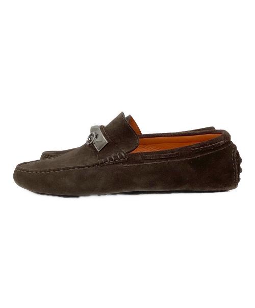 HERMES（エルメス）HERMES (エルメス) アーヴィングメドールスエードドライビングシューズ ブラウン サイズ:40 1/2の古着・服飾アイテム