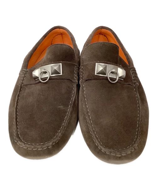 HERMES（エルメス）HERMES (エルメス) アーヴィングメドールスエードドライビングシューズ ブラウン サイズ:40 1/2の古着・服飾アイテム