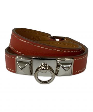 中古・古着通販】HERMES (エルメス) レザーブレスレット レッド サイズ