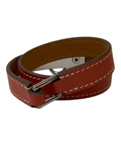 HERMES（エルメス）HERMES (エルメス) レザーブレスレット レッド サイズ:XSの古着・服飾アイテム