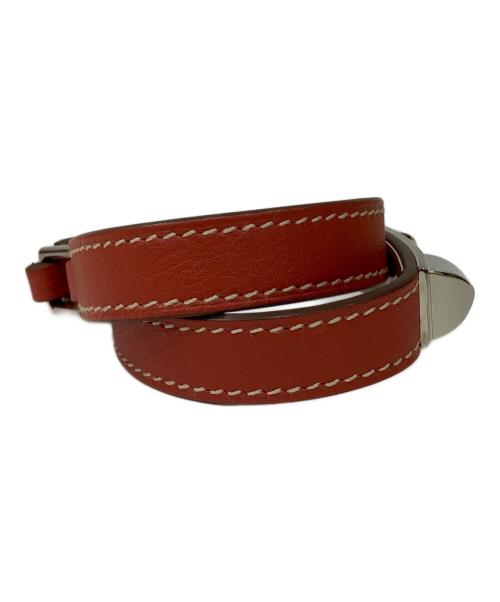 HERMES（エルメス）HERMES (エルメス) レザーブレスレット レッド サイズ:XSの古着・服飾アイテム