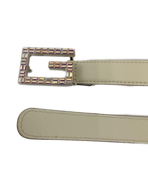GUCCI（グッチ）GUCCI (グッチ) Gバックルラインストーンベルト ベージュの古着・服飾アイテム