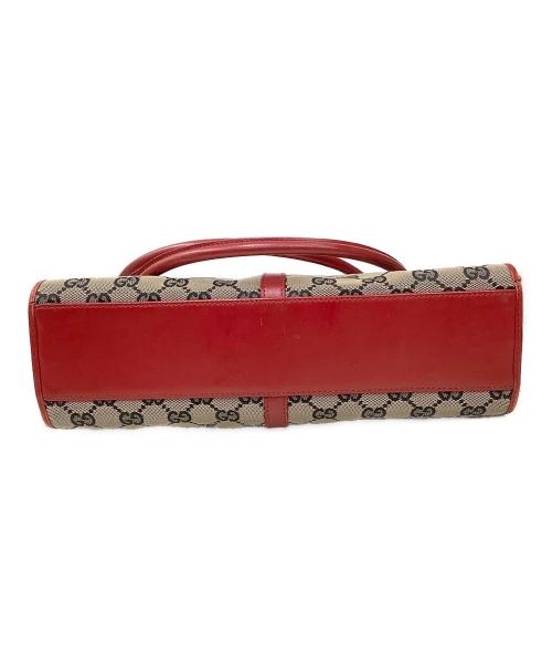 GUCCI（グッチ）GUCCI (グッチ) ハンドバッグ ベージュ×レッドの古着・服飾アイテム