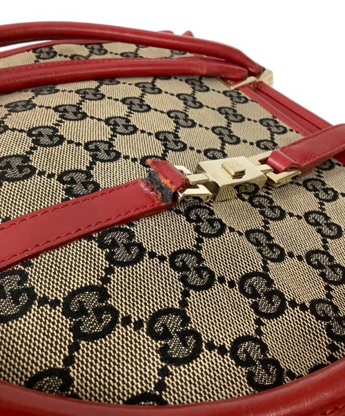 GUCCI（グッチ）GUCCI (グッチ) ハンドバッグ ベージュ×レッドの古着・服飾アイテム