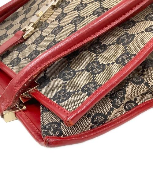 GUCCI（グッチ）GUCCI (グッチ) ハンドバッグ ベージュ×レッドの古着・服飾アイテム