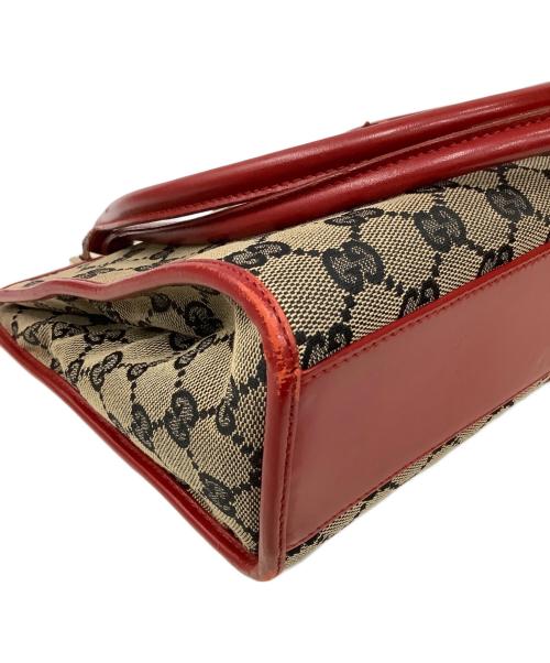 GUCCI（グッチ）GUCCI (グッチ) ハンドバッグ ベージュ×レッドの古着・服飾アイテム