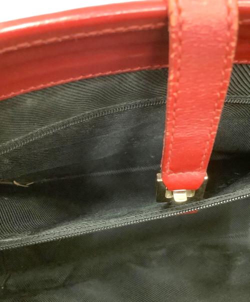GUCCI（グッチ）GUCCI (グッチ) ハンドバッグ ベージュ×レッドの古着・服飾アイテム
