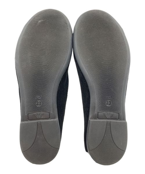 EMPORIO ARMANI（エンポリオアルマーニ）EMPORIO ARMANI (エンポリオアルマーニ) ベルベット フラットシューズ ブラック サイズ:EU 33の古着・服飾アイテム