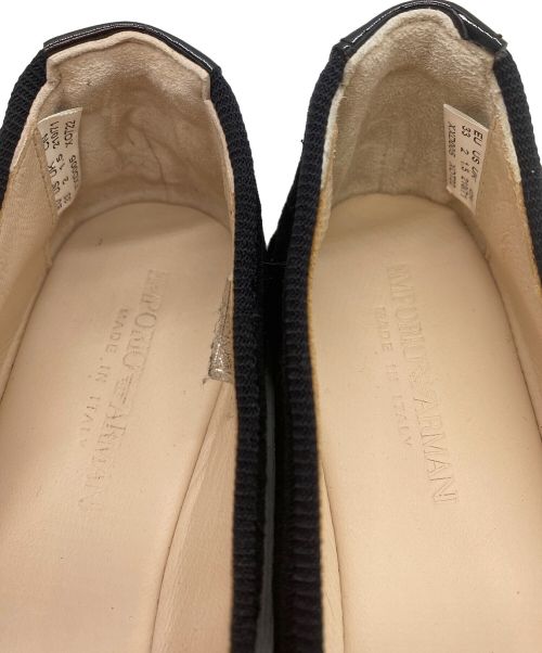 EMPORIO ARMANI（エンポリオアルマーニ）EMPORIO ARMANI (エンポリオアルマーニ) ベルベット フラットシューズ ブラック サイズ:EU 33の古着・服飾アイテム