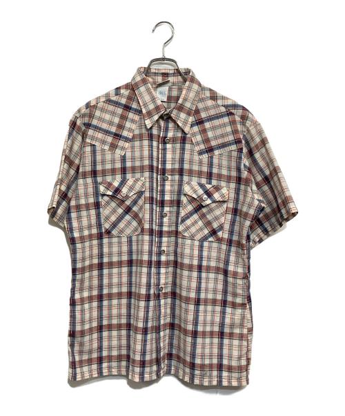 MONTGOMERY WARD（モンゴメリーワード）MONTGOMERY WARD (モンゴメリーワード) 半袖シャツ レッド×アイボリー サイズ:SIZE L-LL (US L)の古着・服飾アイテム