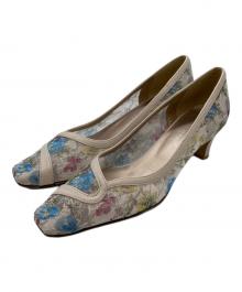 GINZA kanematsu（ギンザ カネマツ）の古着「フラワーチュールレースパンプス」｜ライトベージュ