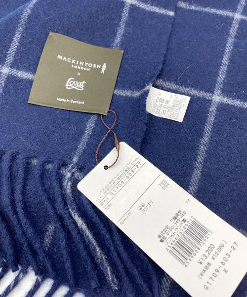 MACKINTOSH（マッキントッシュ）MACKINTOSH (マッキントッシュ) Lovat (ロバット) ウールアンゴラウインドーペンチェックマフラー ネイビー 未使用品の古着・服飾アイテム